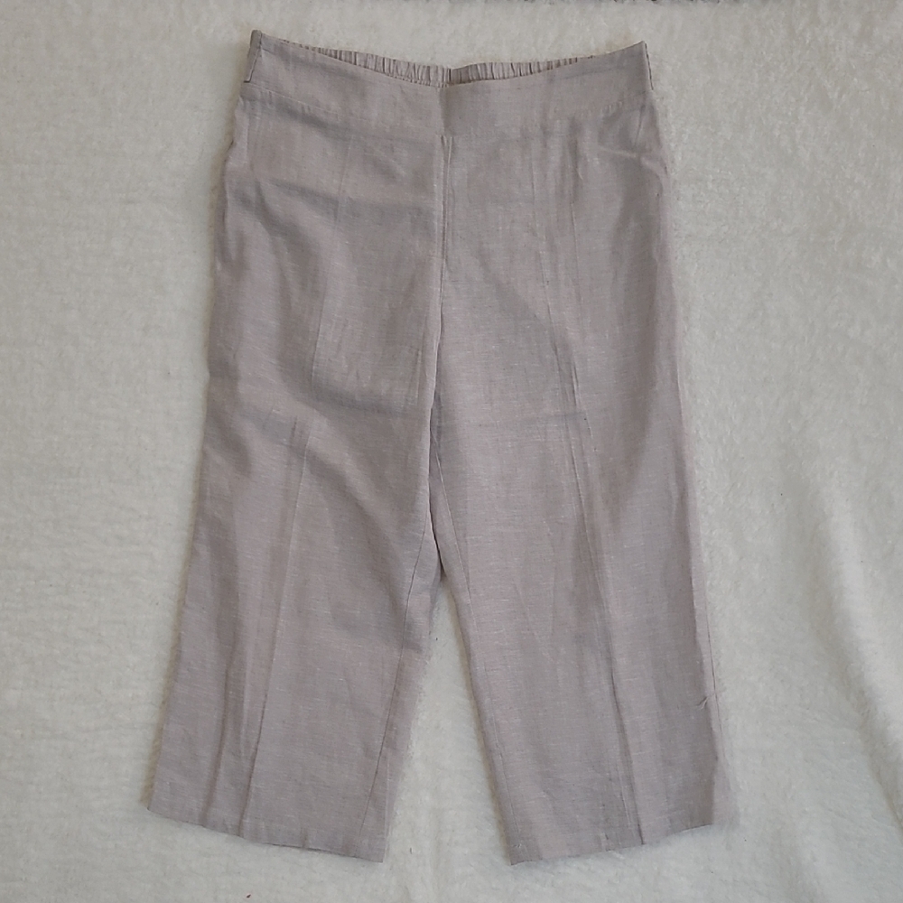 Blue Sol Khaki Linen Blend Wide-leg Cropped Pants size Large